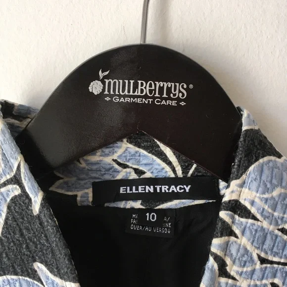 Ellen Tracy Silk and Wool Open Front Blazer Jacket Floral Print Sz 10 - Picture 5 of 15